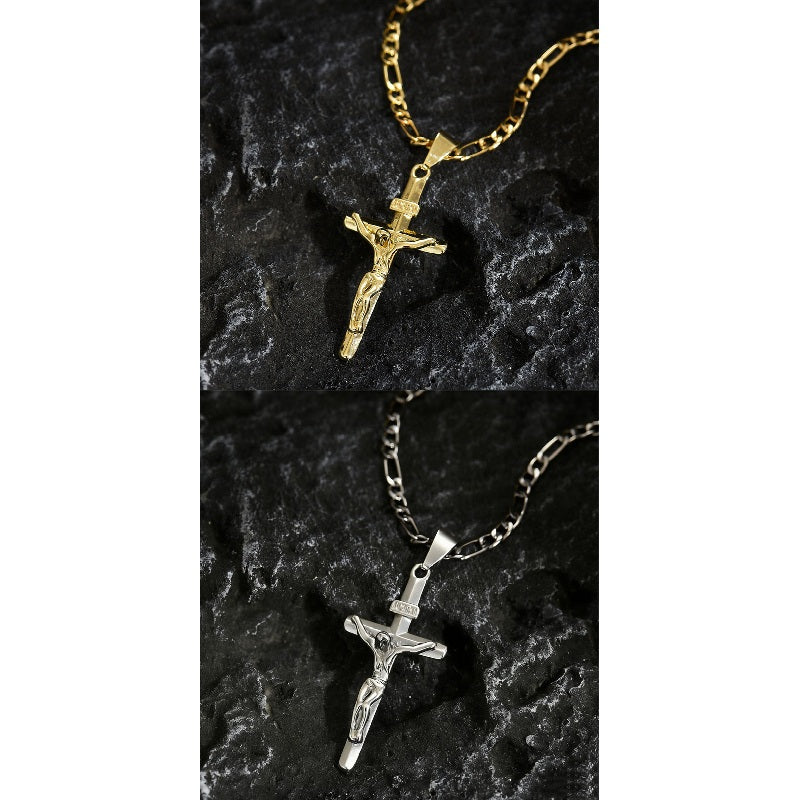 Cruz Gold Necklace | Adjustable Figaro Chain, Hypoallergenic 8