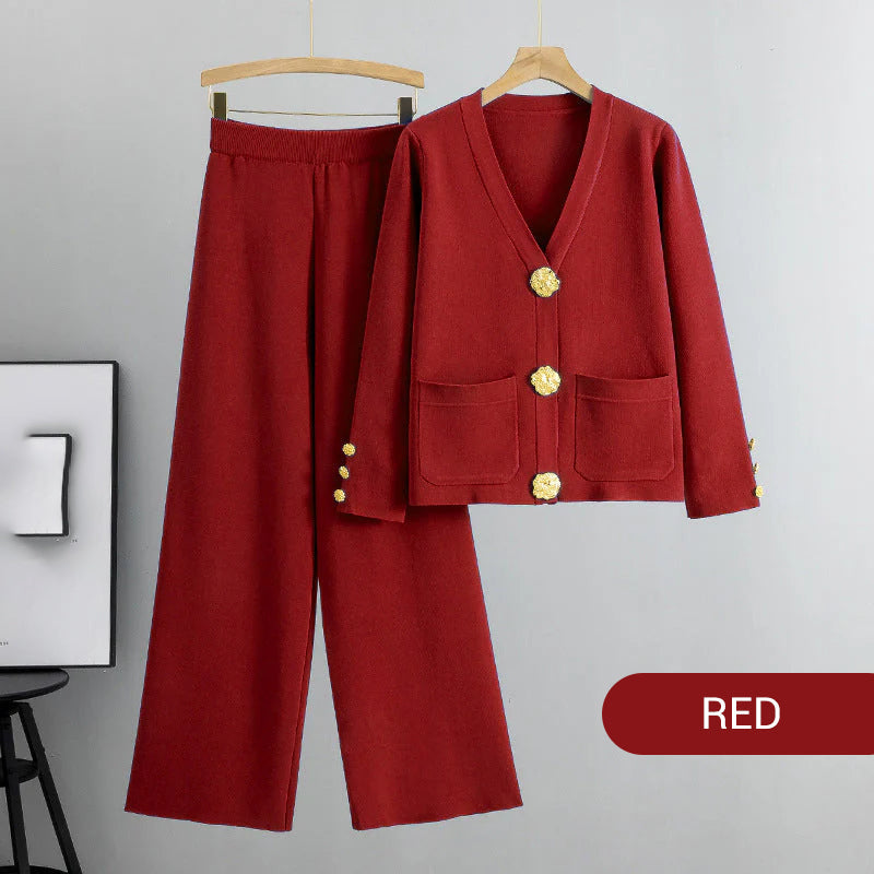 Gala Wide Leg Pant Suit | Soft Fabric, V-Neck Design 12