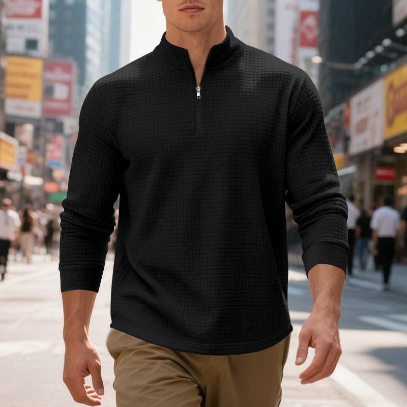 Maverick Men's Quarter Zip Pullover | Textured Jacquard Weave, Versatile Style 10