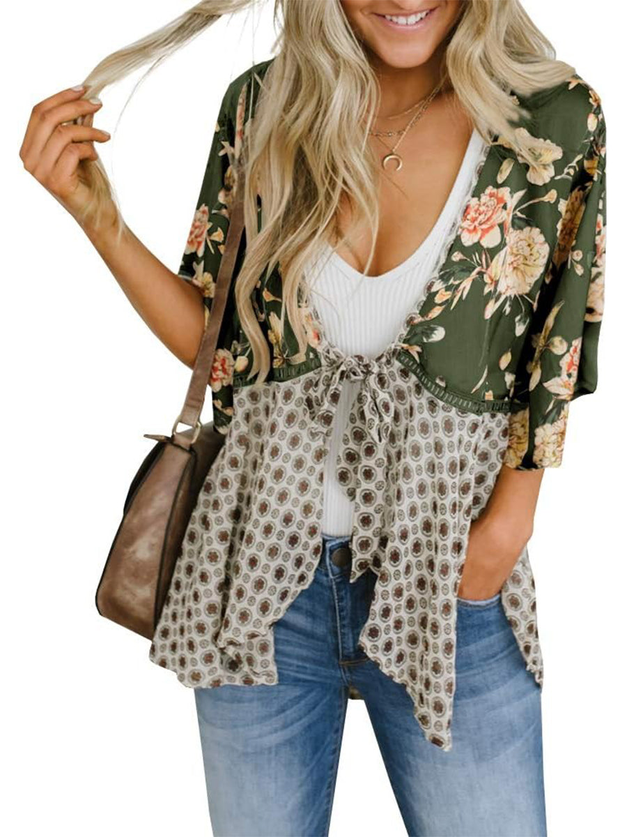 Soleil Floral Kimono | Lightweight Chiffon, Ruffle Sleeve Beach Cover-Up 12