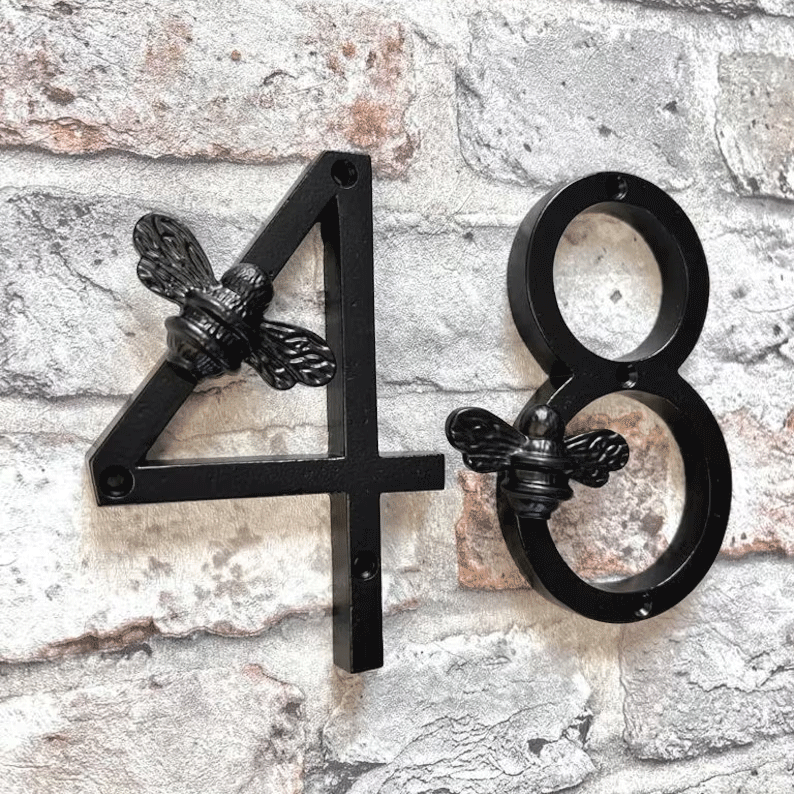 Bee House Number Sign | Elegant Weather-Resistant Design for Home Address 1