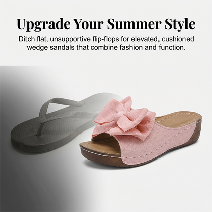 Bella Black Wedge Sandals | Bowknot Design, Non-Slip Sole 6