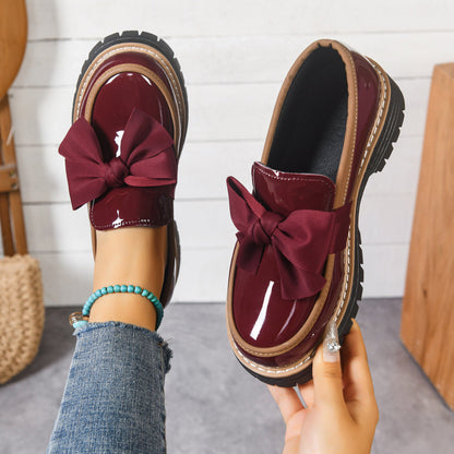 Bella Bowknot Loafers for Women | Black PU Leather, Comfortable Design 3