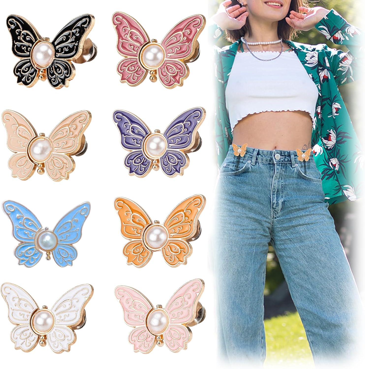 Bella Butterfly Clips | Metal Adjustable, No-Sew Design 1