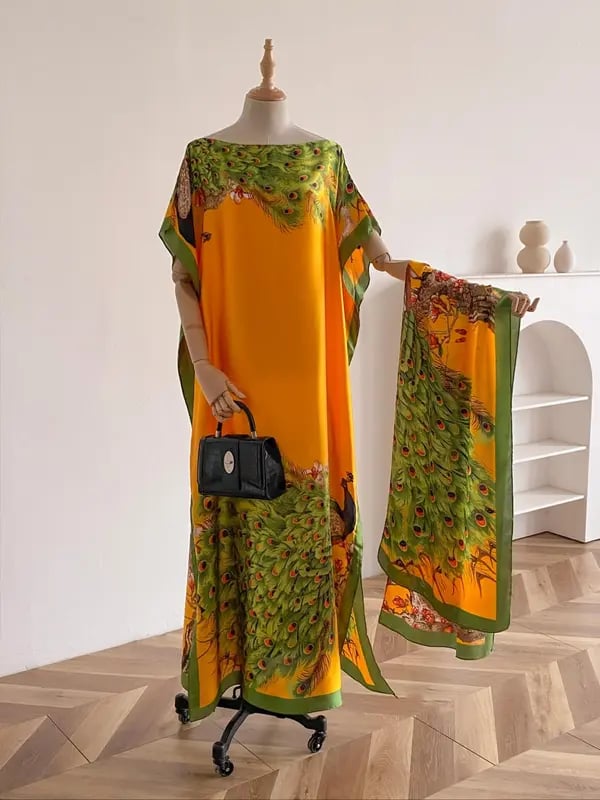Bella Cape Shawl | Floral Brocade Fabric, Sun Protective Scarf 2