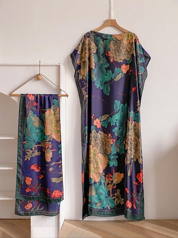 Bella Cape Shawl | Floral Brocade Fabric, Sun Protective Scarf 8