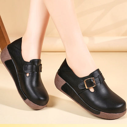 Bella Women's Loafers | Platform, Waterproof Black Loafers with Buckle 4