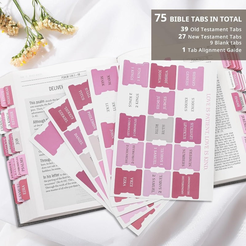 Biblio Bible Tab Set | 75-Piece Laminated Bible Index Tabs, Waterproof, Easy Alignment 2