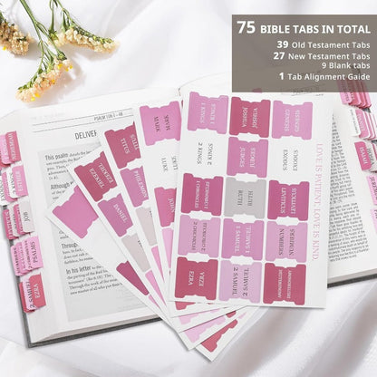 Biblio Bible Tab Set | 75-Piece Laminated Bible Index Tabs, Waterproof, Easy Alignment 2
