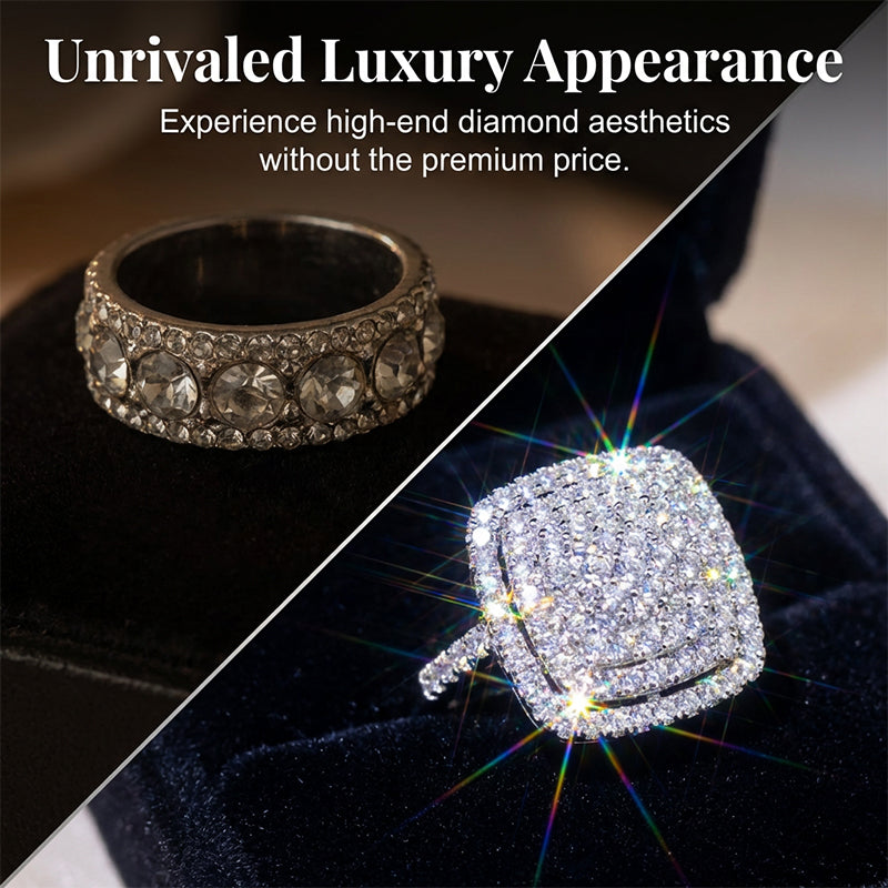 Brio Double Halo Square Ring | Cushion-Cut, Hypoallergenic 2