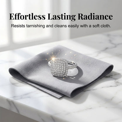 Brio Double Halo Square Ring | Cushion-Cut, Hypoallergenic 6