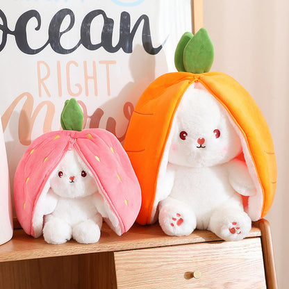 Bunny Plush Toy | Transformable Strawberry Rabbit, Soft PP Cotton 0