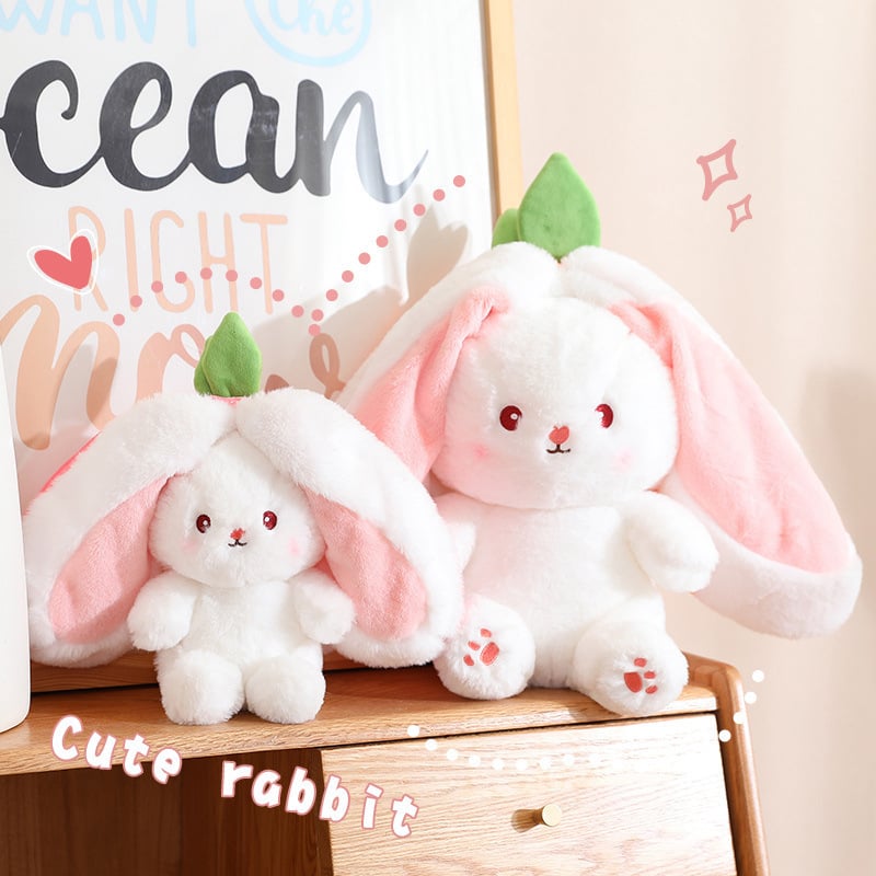 Bunny Plush Toy | Transformable Strawberry Rabbit, Soft PP Cotton 1