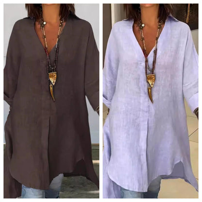 Cali V-Neck Women's Shirt | Breathable Cotton-Linen Blend, Plus Size Available 7