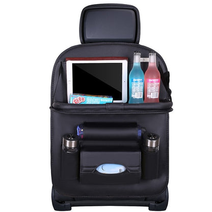 Caro Back Seat Organizer | Waterproof Leather, Foldable Table 0