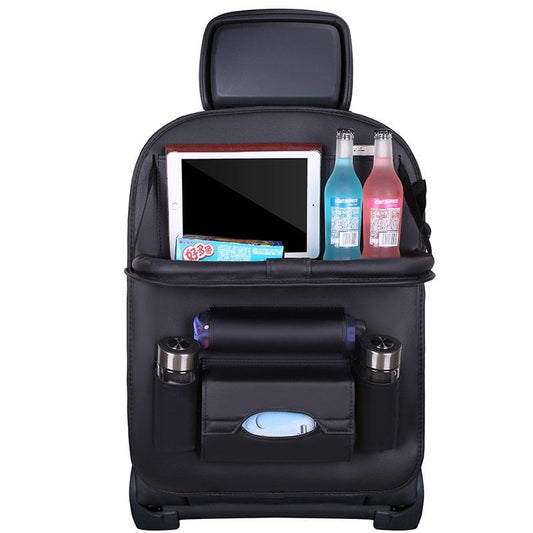 Caro Back Seat Organizer | Waterproof Leather, Foldable Table 0