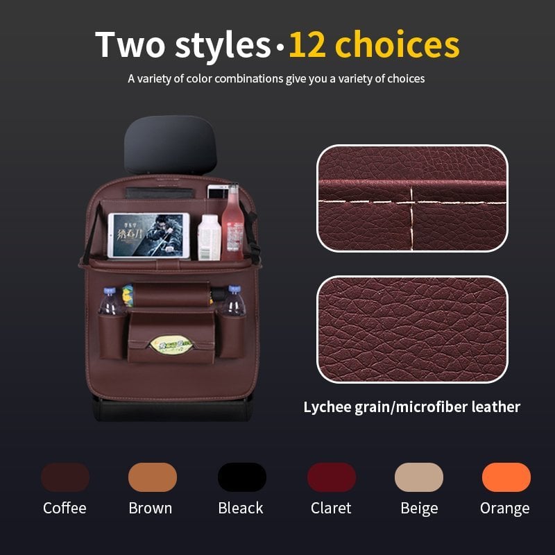 Caro Back Seat Organizer | Waterproof Leather, Foldable Table 6