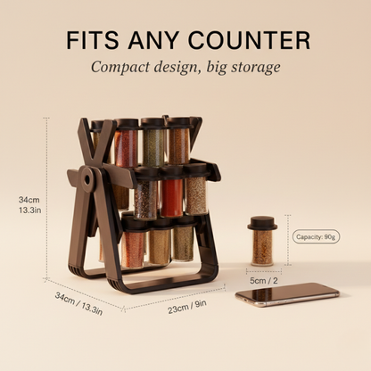 Caro Spice Rack Organizer | 18-Jar Rotating Design, Space-Saving 4
