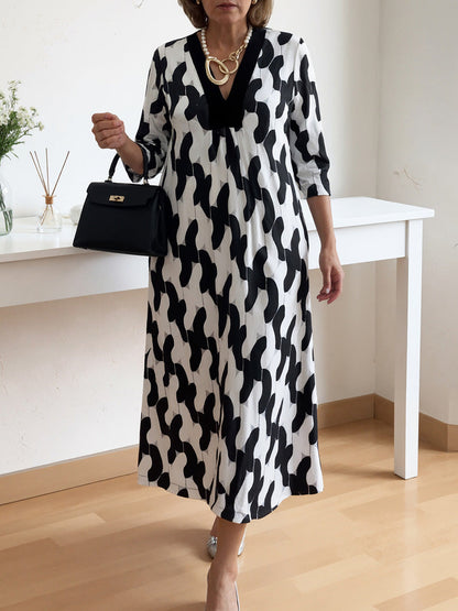 Chic Maxi Dress | V-Neck, Mid-Length Sleeves, Plus Size Available 0