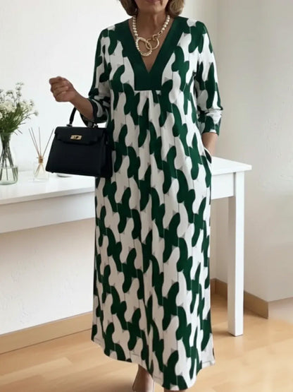 Chic Maxi Dress | V-Neck, Mid-Length Sleeves, Plus Size Available 5