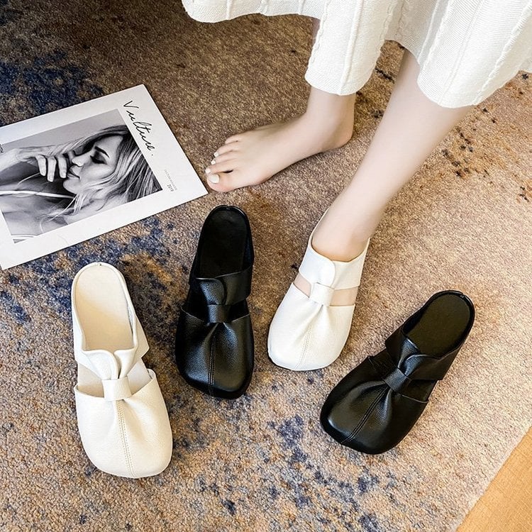 Cleo Black Mules | Comfortable PU Leather, Cut-Out Design 0