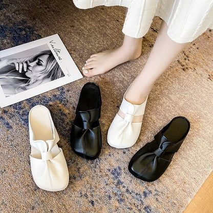 Cleo Black Mules | Comfortable PU Leather, Cut-Out Design 0