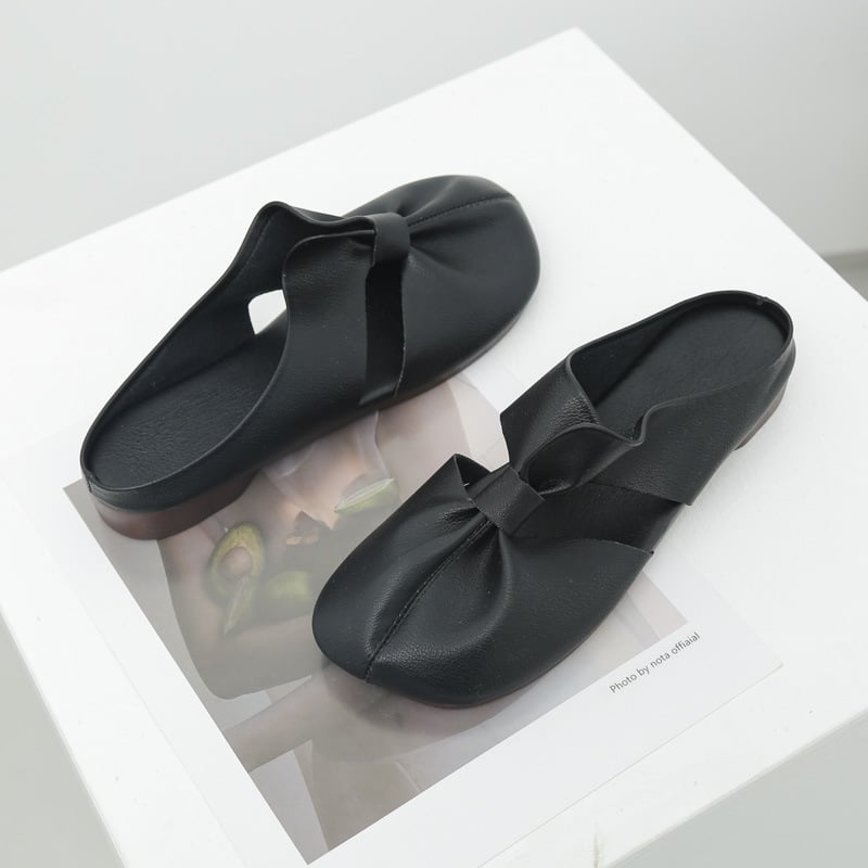 Cleo Black Mules | Comfortable PU Leather, Cut-Out Design 3