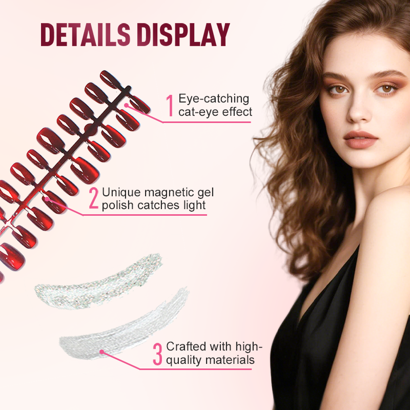 Cleo Cat Eye Press-On Nails Set | Magnetic Effect, 3 Sizes 5