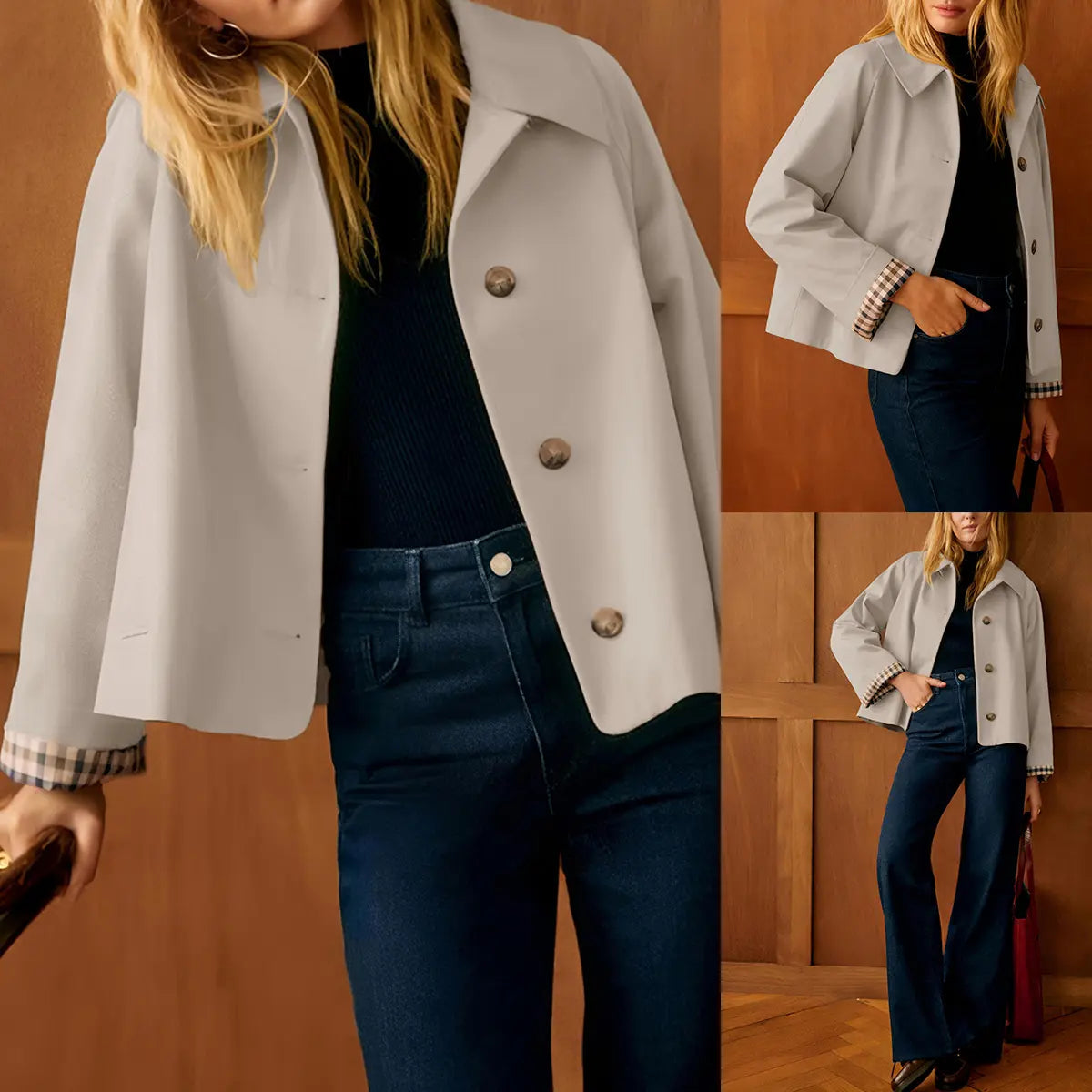 Cora Cropped Trench Coat Women | Windproof, Oversized Fit 4