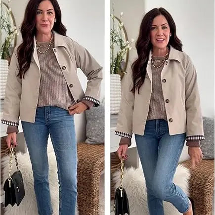 Cora Cropped Trench Coat Women | Windproof, Oversized Fit 8