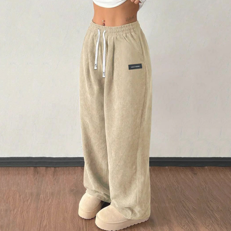 Cora Wide-Leg Pants | Premium Corduroy, Adjustable Drawstring 0