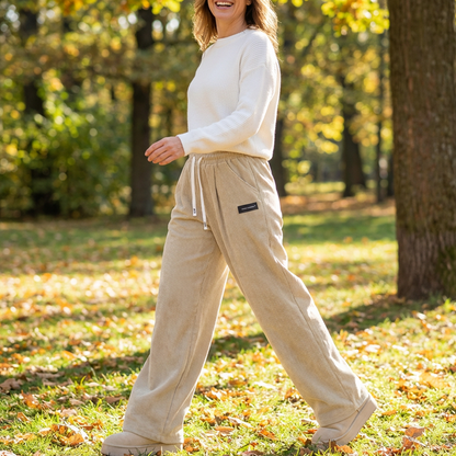 Cora Wide-Leg Pants | Premium Corduroy, Adjustable Drawstring 4