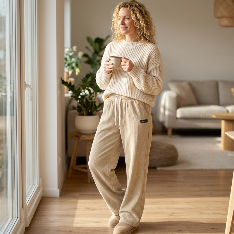 Cora Wide-Leg Pants | Premium Corduroy, Adjustable Drawstring 6
