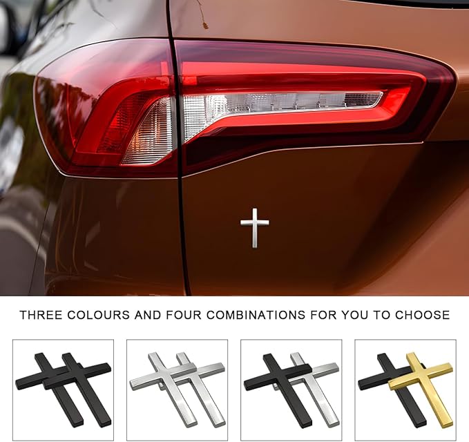 Cruz Car Sticker | 3D Metal Faith Symbol 2