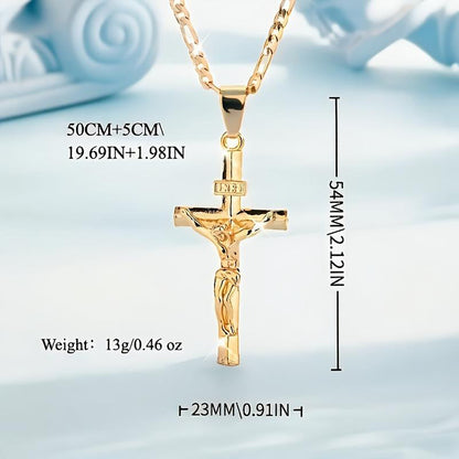Cruz Gold Necklace | Adjustable Figaro Chain, Hypoallergenic 3