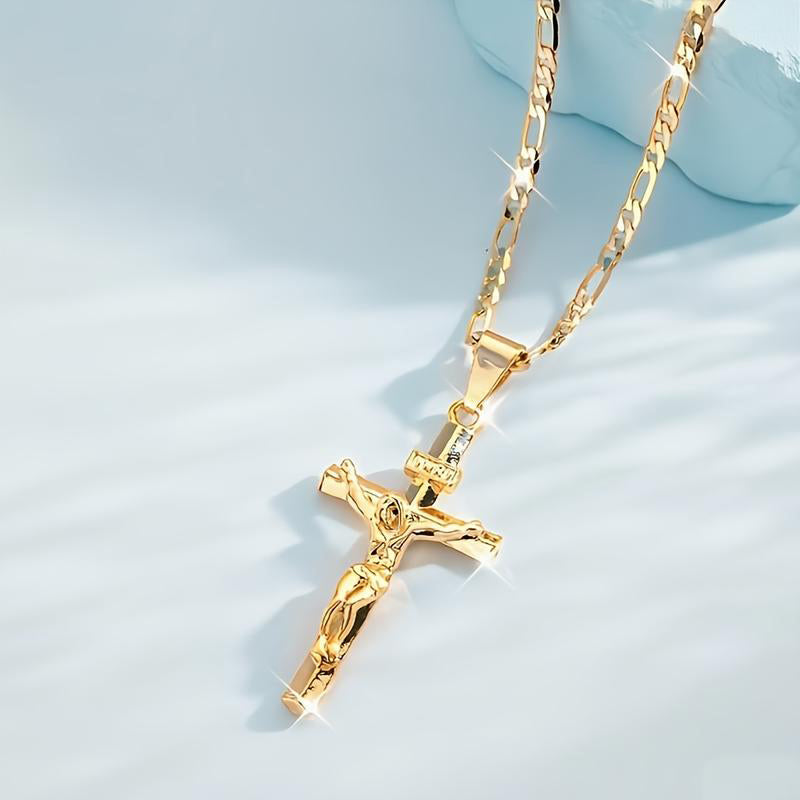 Cruz Gold Necklace | Adjustable Figaro Chain, Hypoallergenic 5