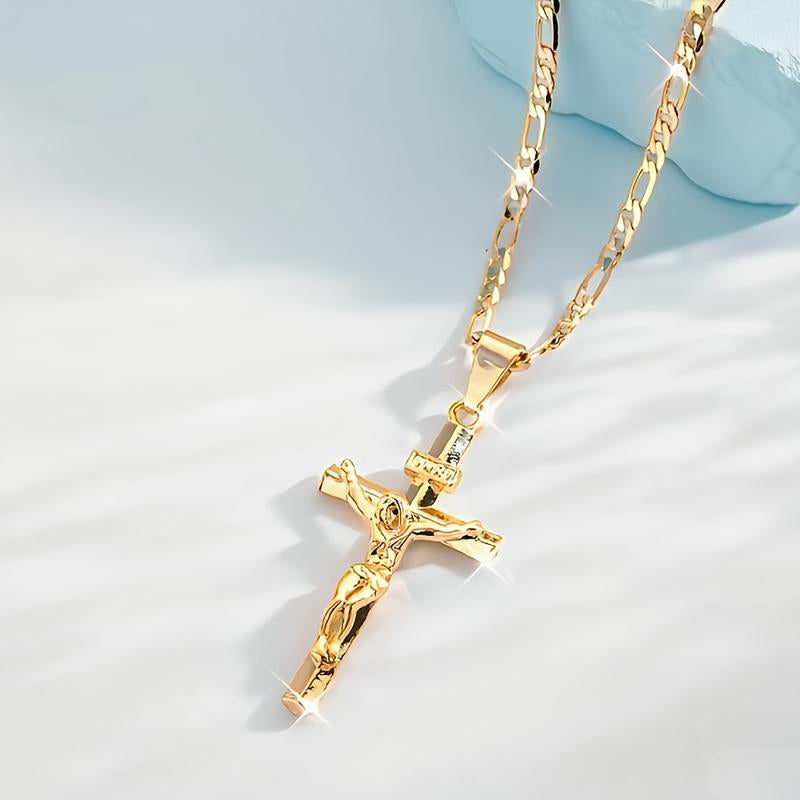 Cruz Gold Necklace | Adjustable Figaro Chain, Hypoallergenic 6