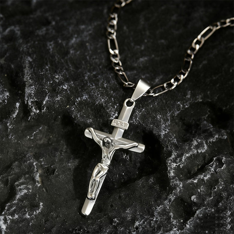 Cruz Gold Necklace | Adjustable Figaro Chain, Hypoallergenic 7