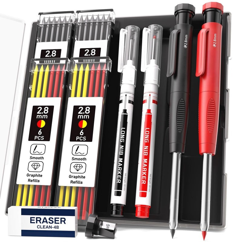 DuraMark Tool Set | Heavy-Duty Carpenter Pencils & Long-Nib Markers 0