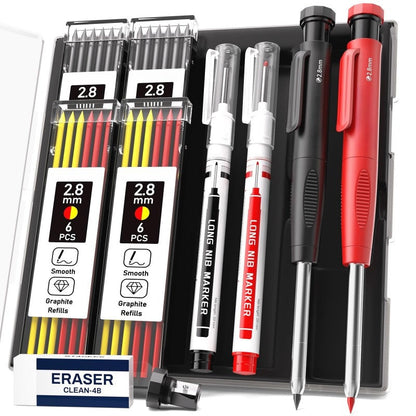 DuraMark Tool Set | Heavy-Duty Carpenter Pencils & Long-Nib Markers 0