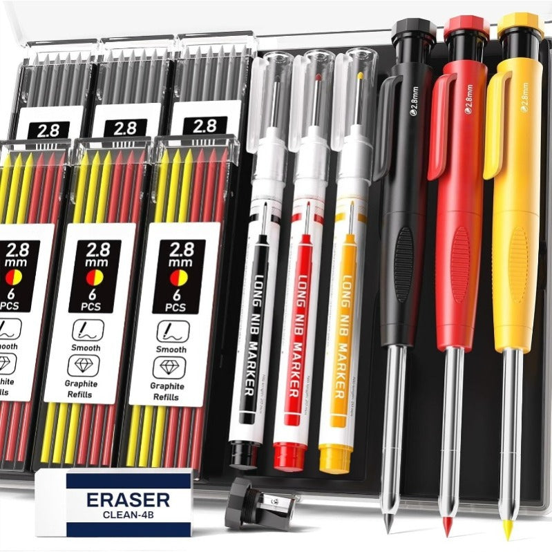 DuraMark Tool Set | Heavy-Duty Carpenter Pencils & Long-Nib Markers 1