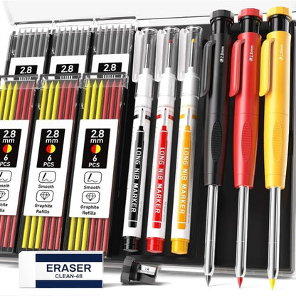 DuraMark Tool Set | Heavy-Duty Carpenter Pencils & Long-Nib Markers 1
