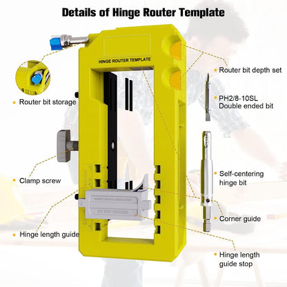 DuraPro Door Hinge Jig | Adjustable Hinge Mortise Template for Router 4