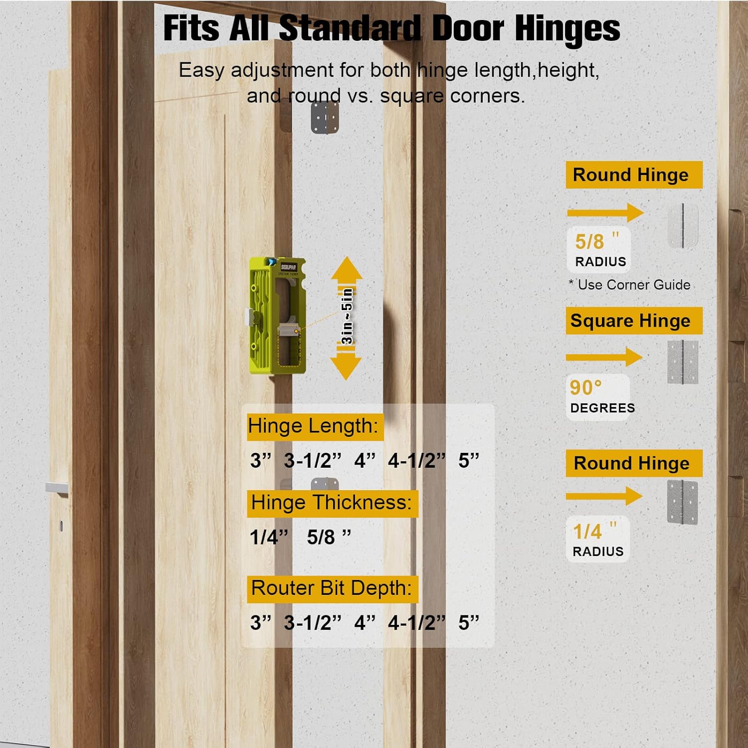DuraPro Door Hinge Jig | Adjustable Hinge Mortise Template for Router 6