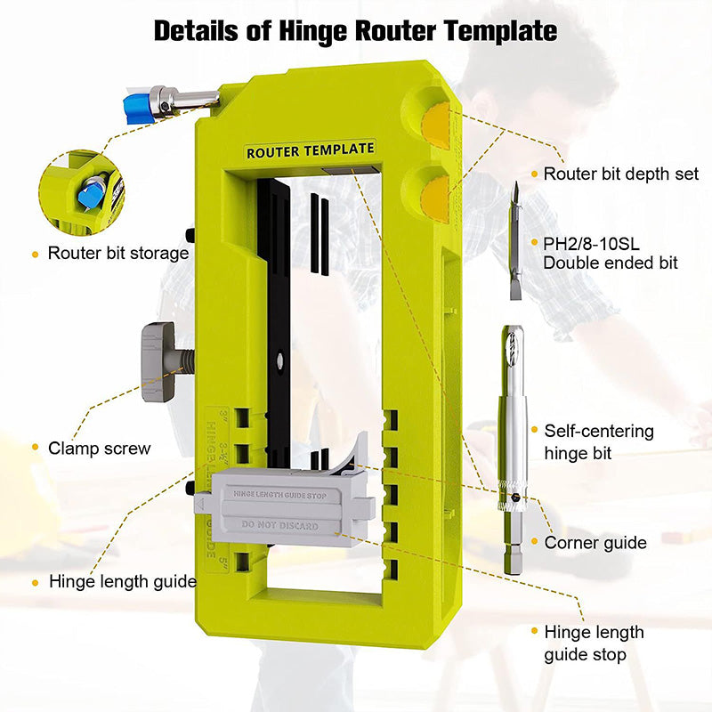 Dura Door Hinge Jig | Adjustable Router Tool for Precision Mortise Installation 3