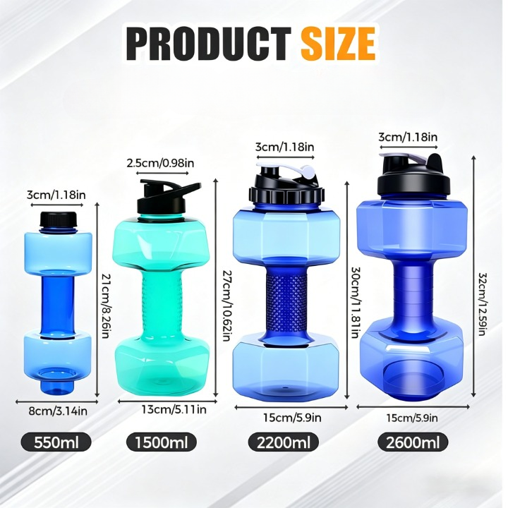 Dura Dumbbell Water Bottle | Ergonomic Design, BPA-Free, Flip-Top Spout 3