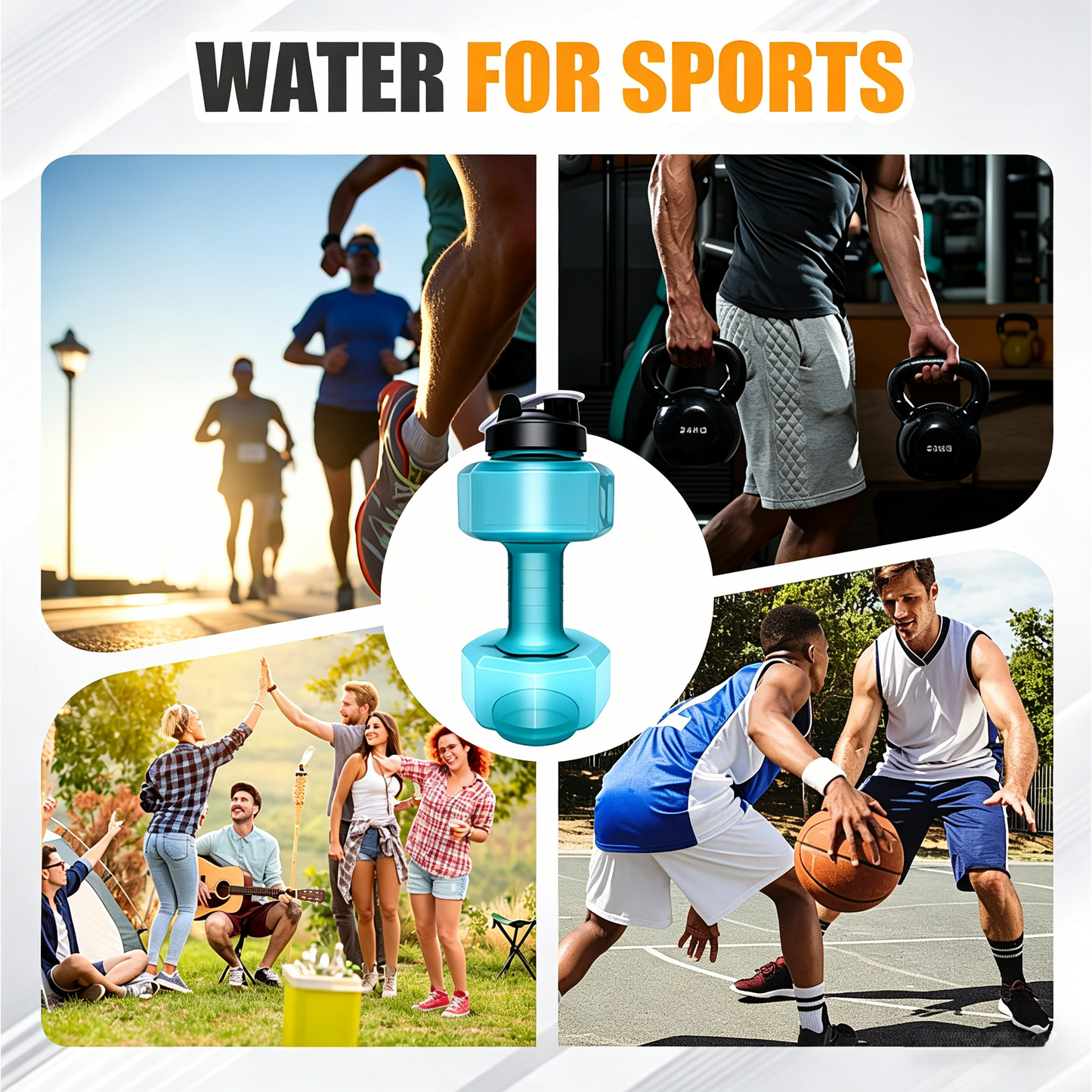 Dura Dumbbell Water Bottle | Ergonomic Design, BPA-Free, Flip-Top Spout 5