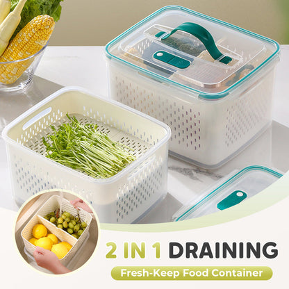 Dura Fresh Food Storage Container | 2-in-1 Draining Design, Airtight & Stackable 1