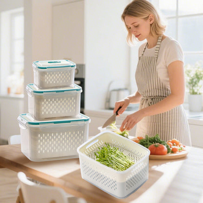 Dura Fresh Food Storage Container | 2-in-1 Draining Design, Airtight & Stackable 6