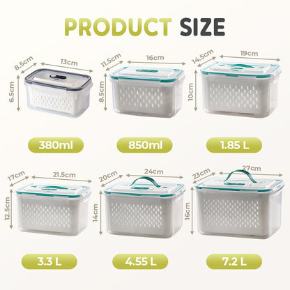 Dura Fresh Food Storage Container | 2-in-1 Draining Design, Airtight & Stackable 7